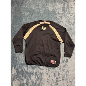 Rawlings Warm-Up Jacket Mens XL Pullover Black Gold Fleece Lined Falcon Logo